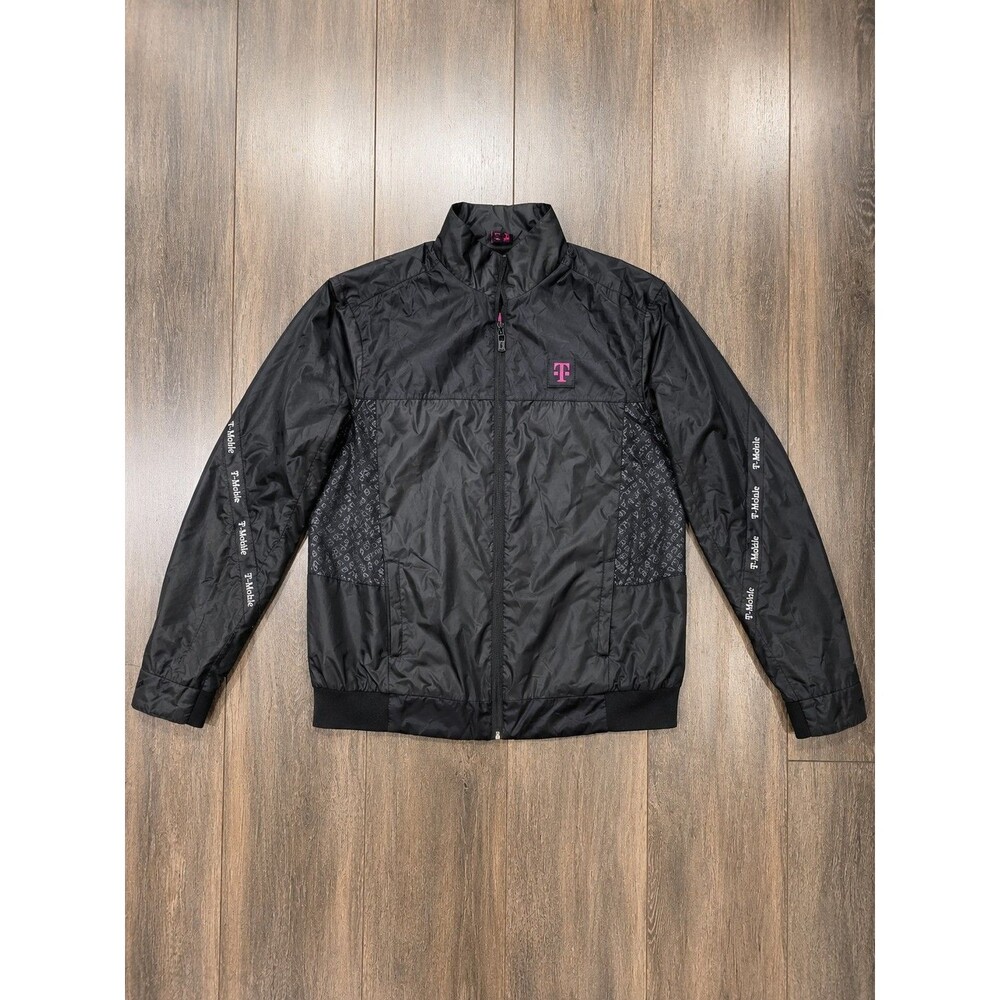 T-Mobile Mens Medium Black Pink Windbreaker Jacket Employee Uniform Techwear